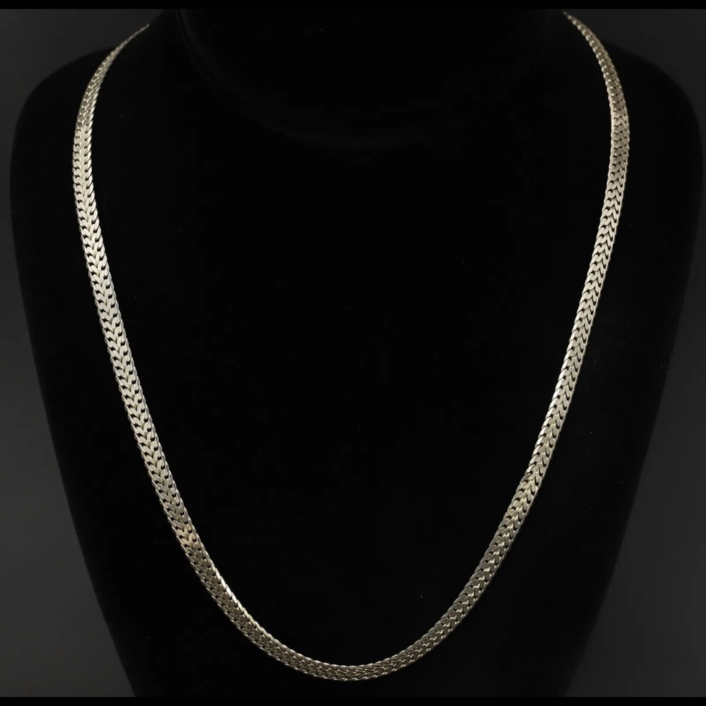 vintage sterling silver 20 inch double curb/ bismark link chain necklace